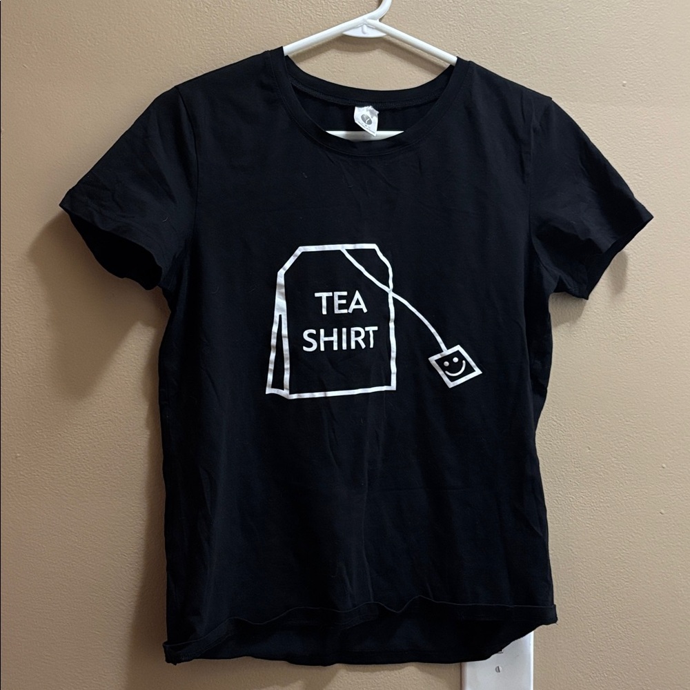 Black Graphic Tee with Tea Shirt Design